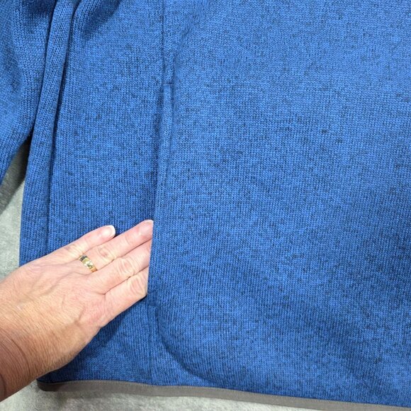 LL Bean Sweater Fleece Mens Medium Blue Snap Closure Pockets Pullover - Picture 4 of 8